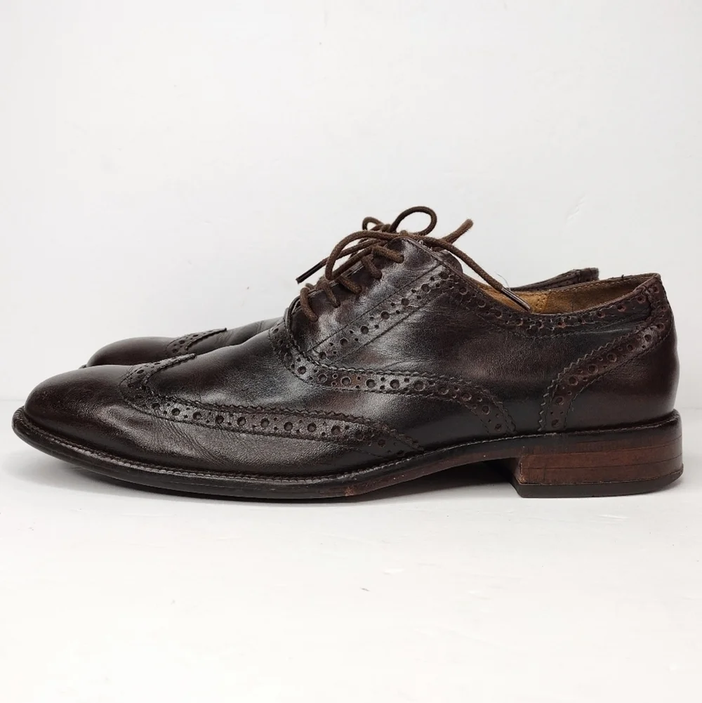 Cole Haan Men's Brown Leather Lace Up Wingtip Dress Oxfords Shoes Size 8M